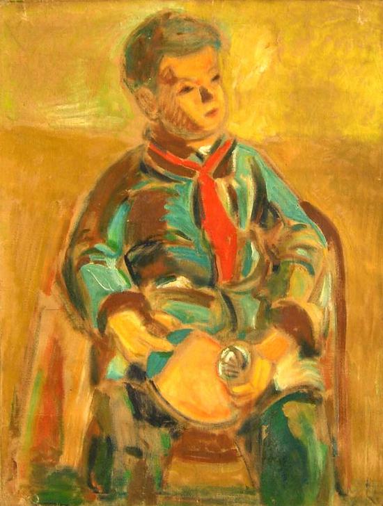 吴大羽 《乒乓男孩》 油画   50年代